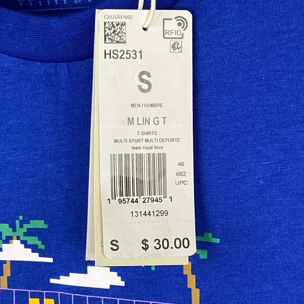 Adidas Men's Small Crew Neck T-Shirt Multi Sport Team Royal Blue NEW